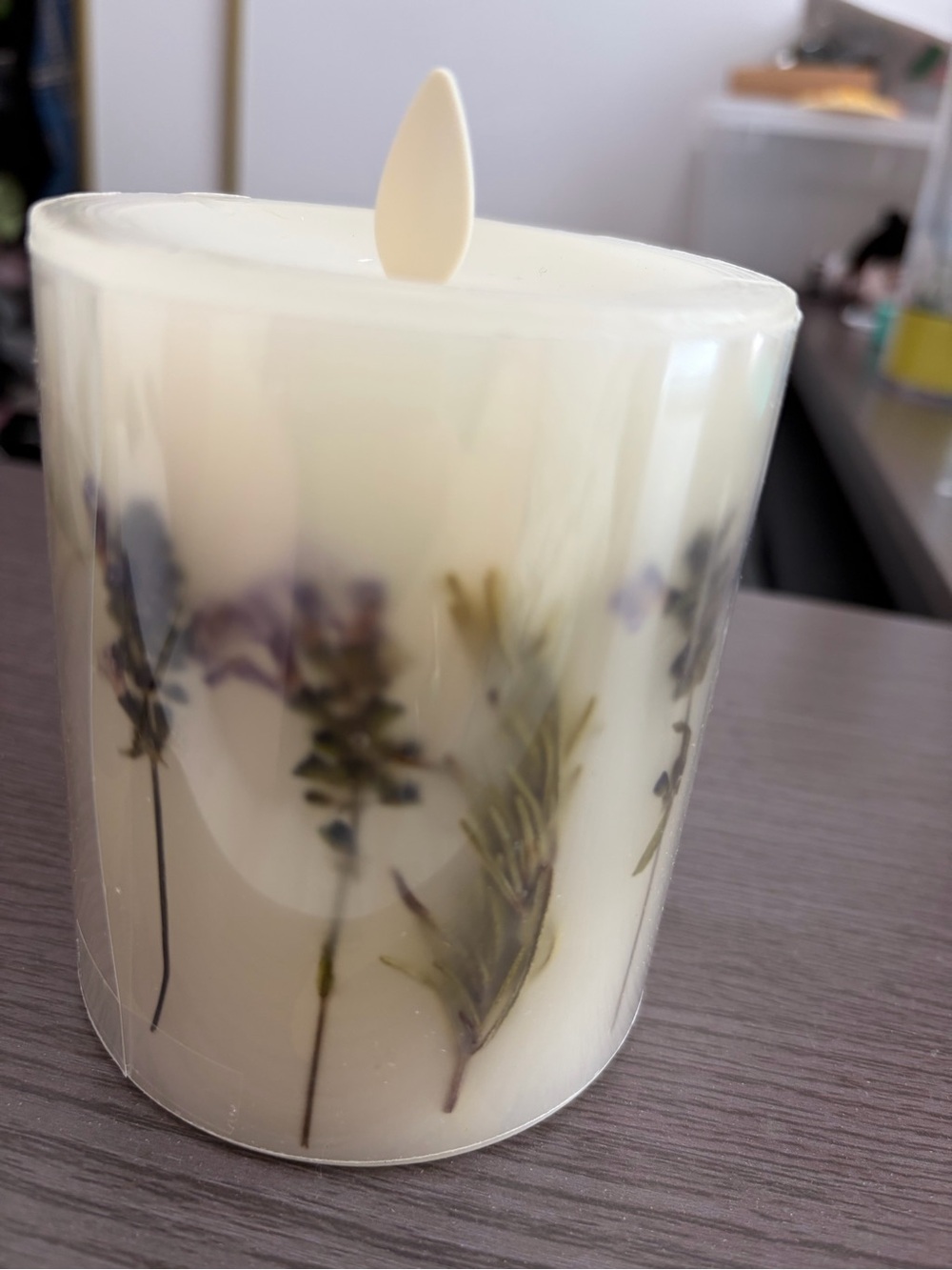 Ivory Floral LED Pillar Candle - Decorative Home Accent